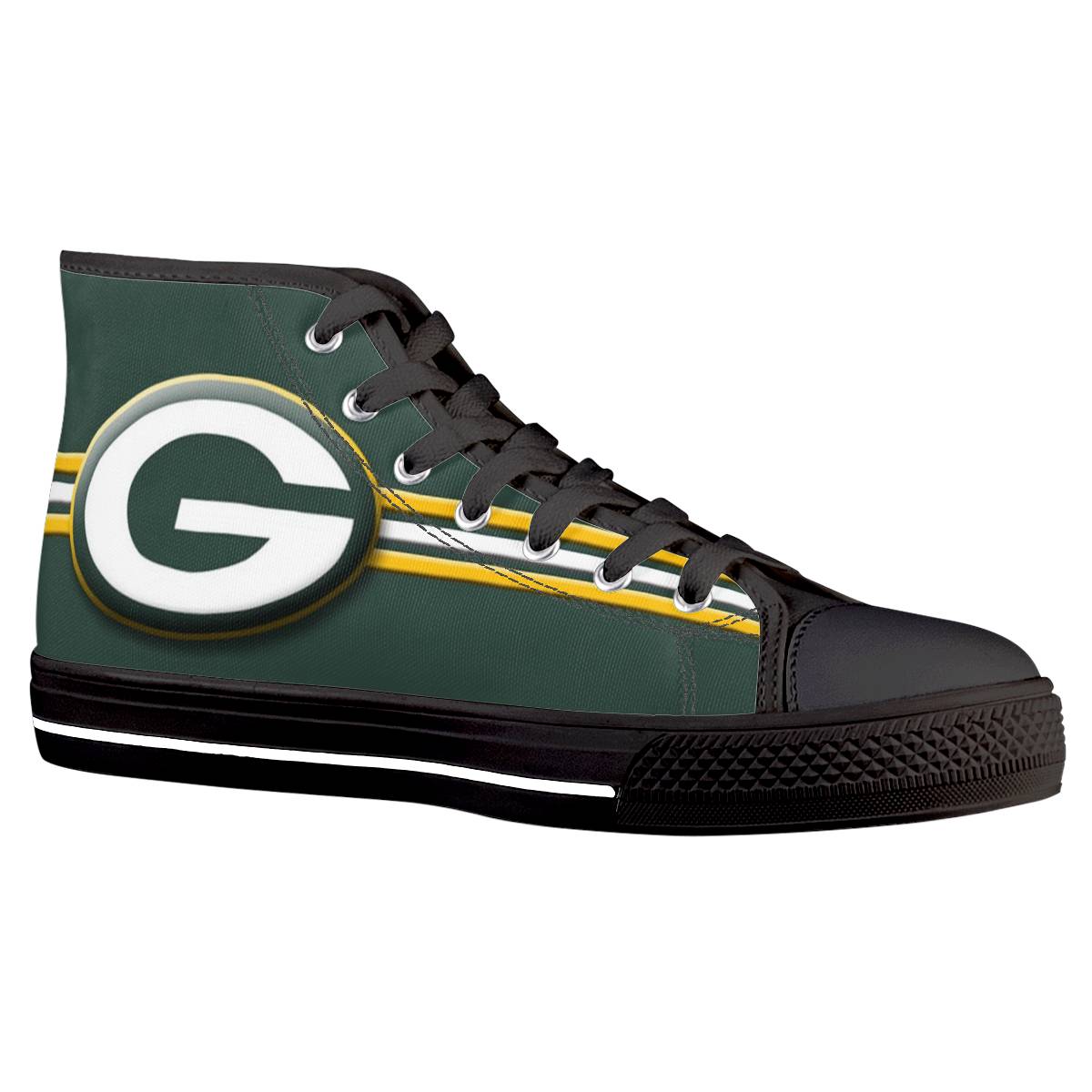 Women's Green Bay Packers High Top Canvas Sneakers 005